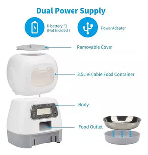 Dispensador de comida automático para Perros y Gatos 3.5 Litros